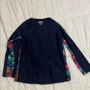 Vilebrequin Dark Blue Swim Shirt with Multicolor Octopus Pattern